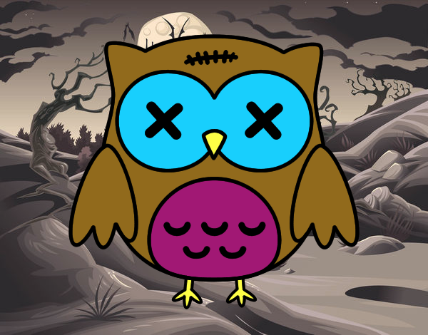 Coloring page Halloween owl painted byGramanana4