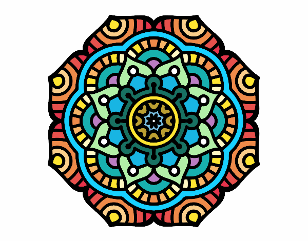 Coloring page Mandala conceptual flower painted byJeza