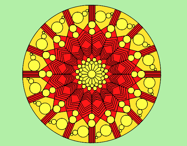 Coloring page Mandala flower with circles painted byAnia