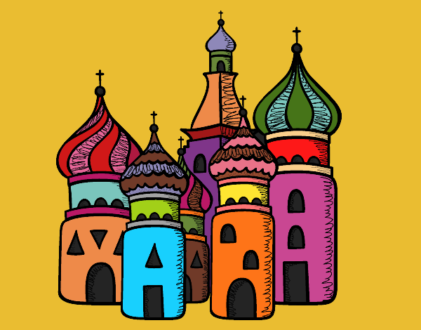 Coloring page Saint Basil's Cathedral from Moscu painted byAish 