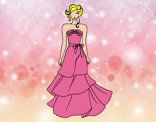 Coloring page Strapless wedding dress painted byGramanana4