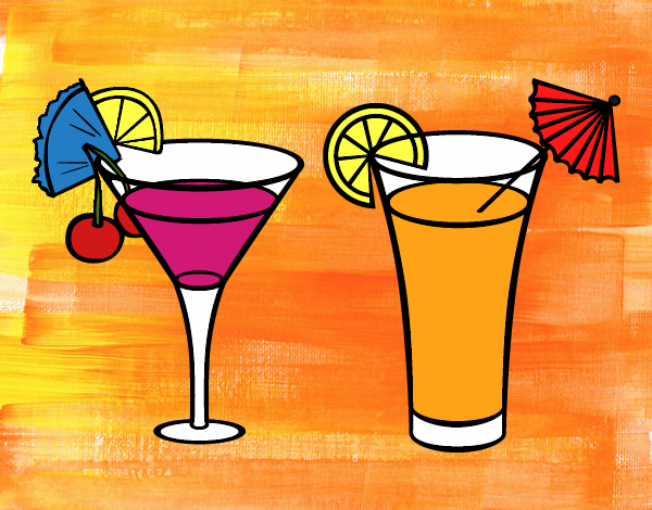 Coloring page Two cocktails painted byAish 