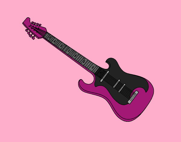 Coloring page An electric guitar painted byEllza