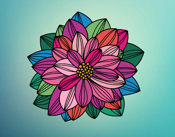 Coloring page Dahlia flower painted bySJames84