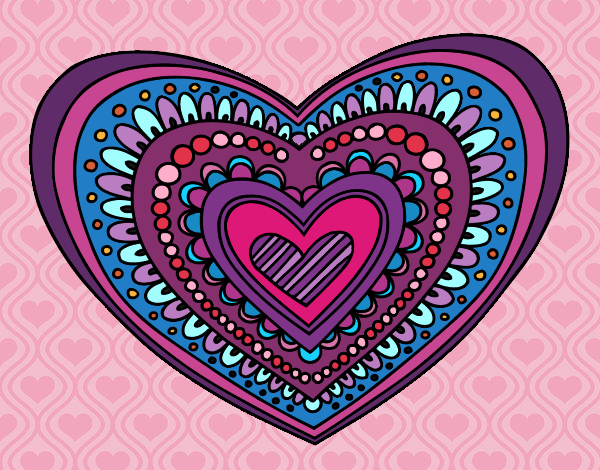 Coloring page Heart mandala painted bySJames84
