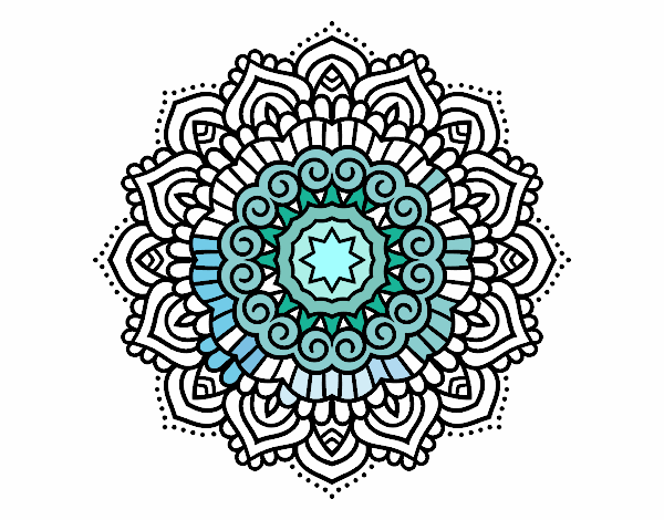 Coloring page Mandala decorated star painted bymindy