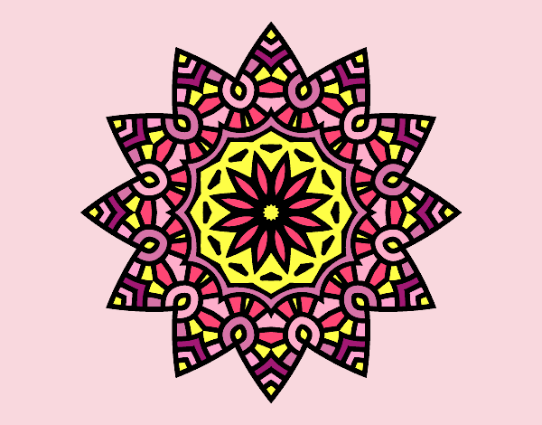 Coloring page Mandala flowery star painted byAnia