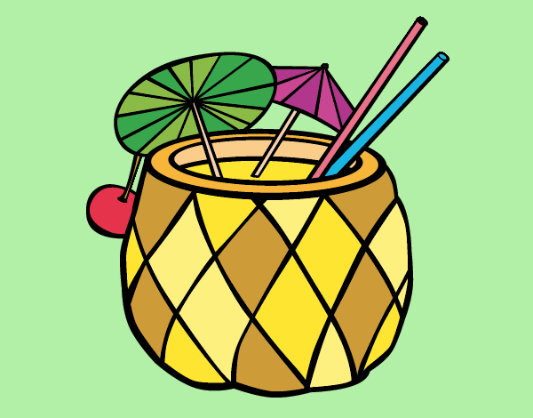Coloring page Cocktail pineapple painted byJijicream