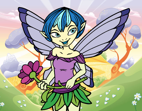 Coloring page Fairy with daisy  painted byJijicream