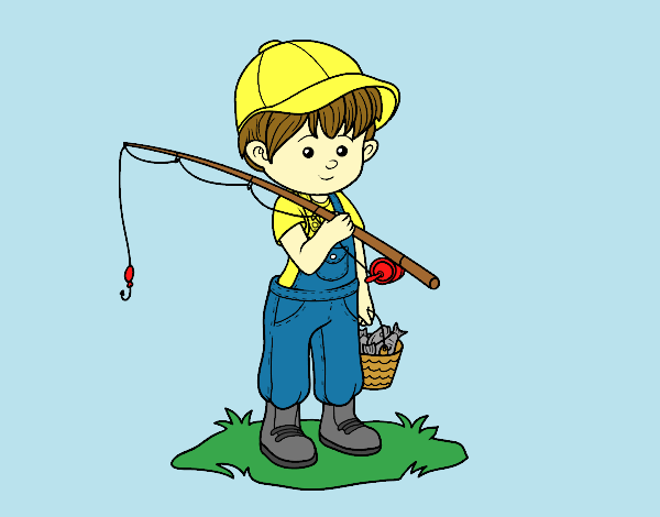 Coloring page fisherman child painted byAnia