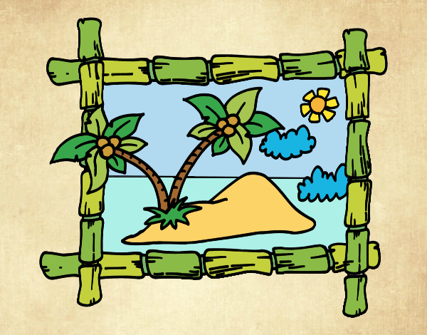 Coloring page Frame with palm trees painted byJijicream