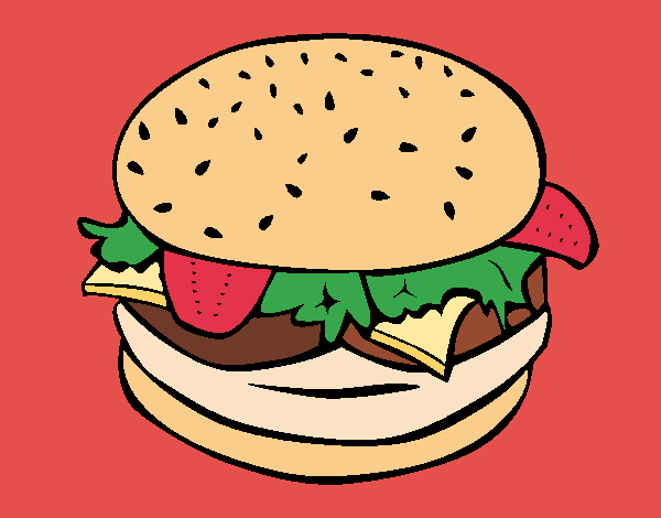 Coloring page Hamburger with everything painted byJijicream