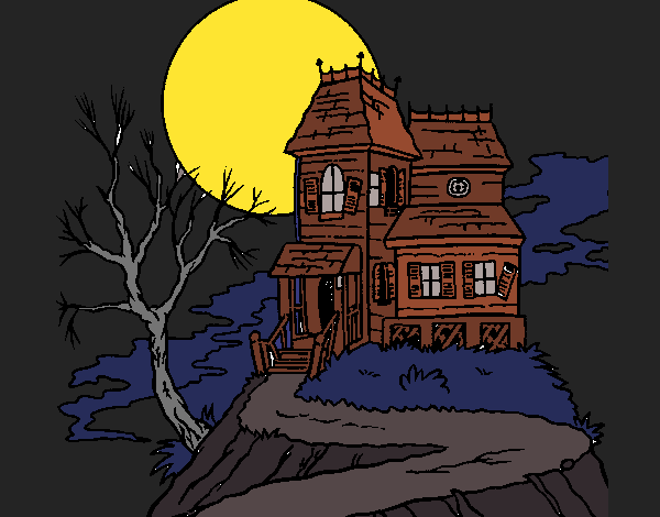 Coloring page Haunted house painted byJijicream