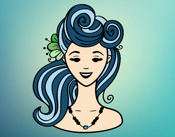 Coloring page Pin-up hairstyle  painted byJijicream
