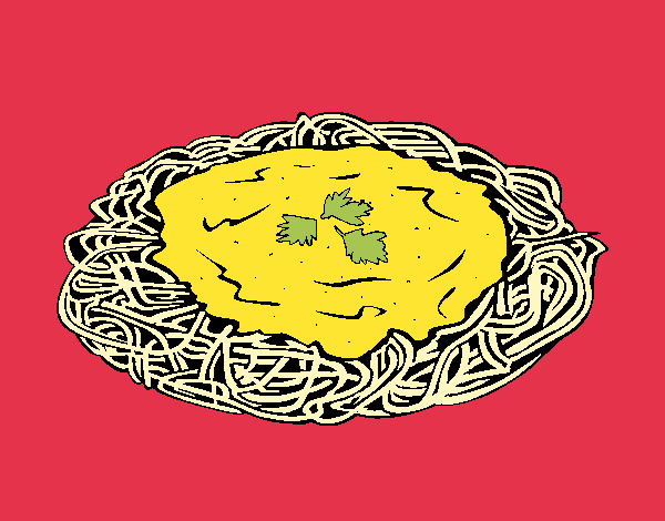 Coloring page Spaghetti with cheese painted byJijicream