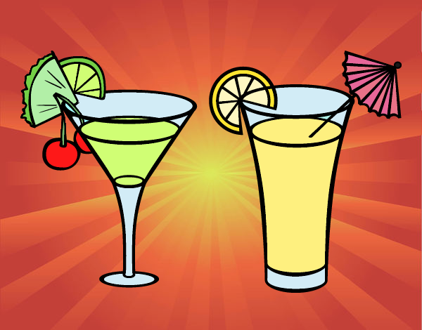 Coloring page Two cocktails painted byJijicream