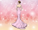 Coloring page Wedding dress with tail painted byAnia
