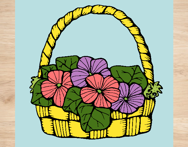 Coloring page Basket of flowers 6 painted byLaLaLandie