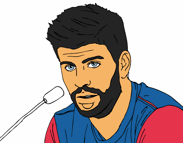 Coloring page Gerard Piqué in a press conference painted byKingAngel