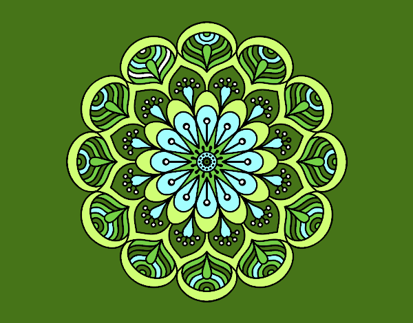 Coloring page Mandala flower and sheets painted byJunnie