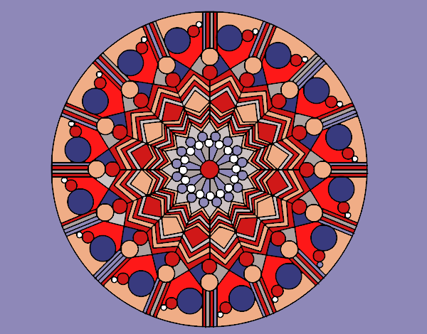 Coloring page Mandala flower with circles painted byJunnie