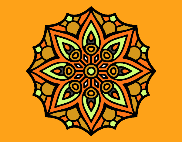 Coloring page Mandala simple symmetry  painted byJunnie