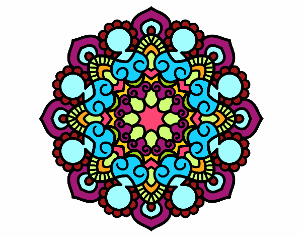 Coloring page Mandala meeting painted byysha