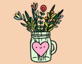 Coloring page Pot with wild flowers and a heart painted byHappyChild