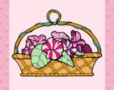Coloring page Basket of flowers 5 painted bydlove