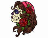 Coloring page Catrina tattoo painted bywequix
