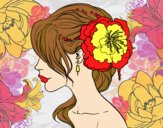 Coloring page Flower wedding hairstyle painted byAnia