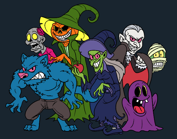 Coloring page Halloween Monsters painted byJijicream