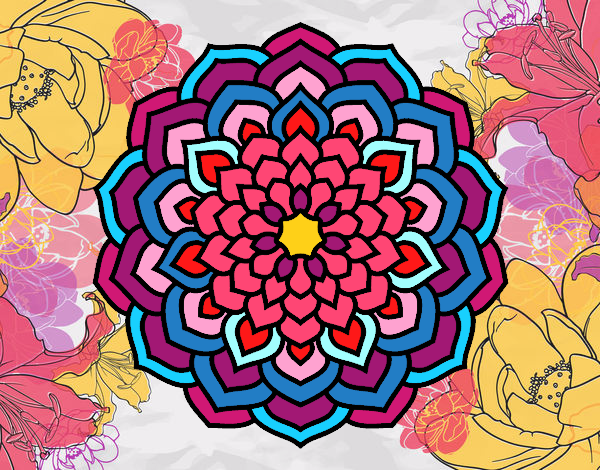Coloring page Mandala flower petals painted byElsie-may 