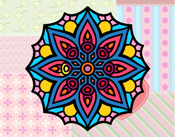 Coloring page Mandala simple symmetry  painted byElsie-may 