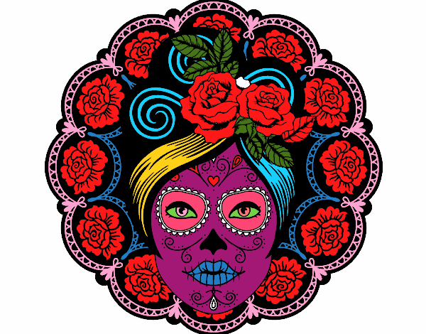Coloring page Mexican skull female painted byElsie-may 