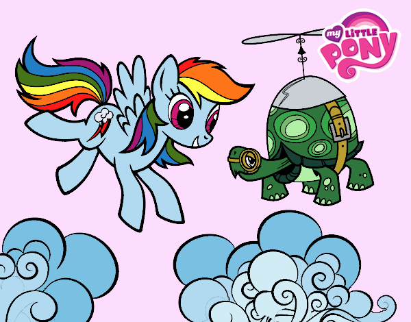 Coloring page Rainbow Dash and Tank Turtle painted byJijicream