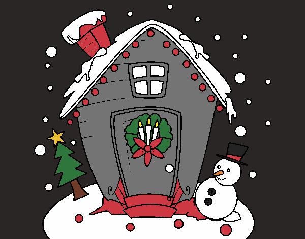 Coloring page christmas card painted bycolors 