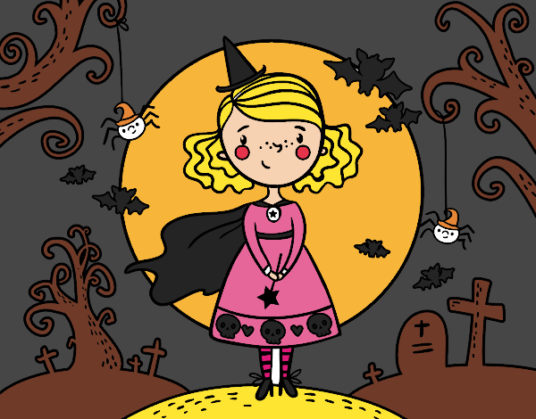 Coloring page Halloween day painted bycolors 
