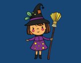 Coloring page Halloween witch girl painted byAlanaDawn