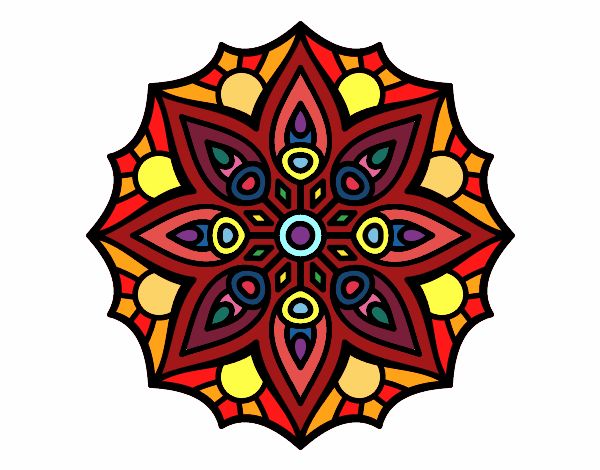 Coloring page Mandala simple symmetry  painted byAlanaDawn