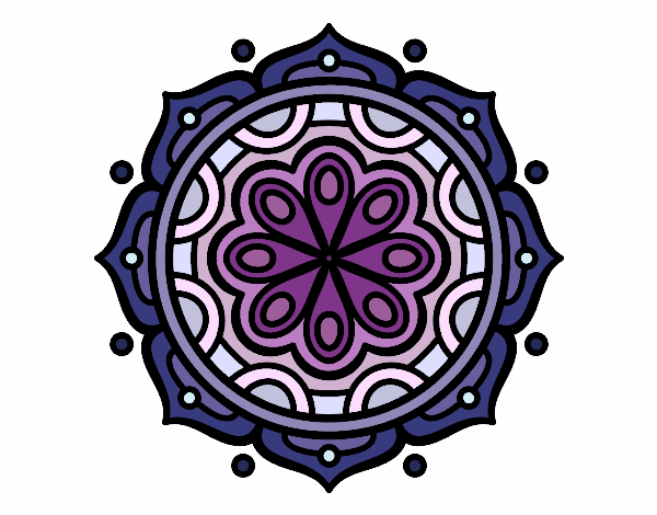 Coloring page Mandala to meditate painted bycolors 