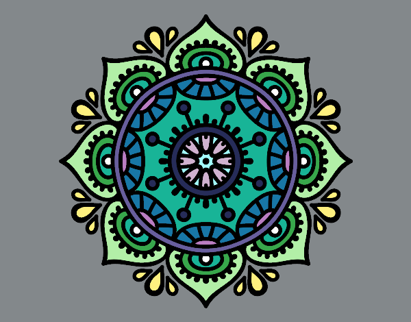 Coloring page Mandala to relax painted bycolors 
