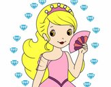 Coloring page Princess and Hand fan painted byNoor
