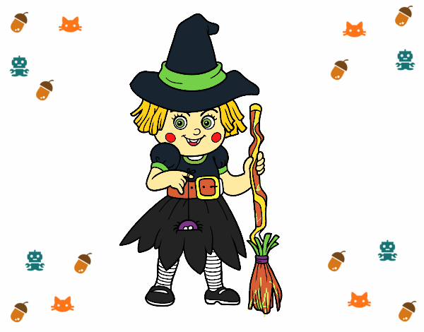 Coloring page A little witch painted byjojo1pa