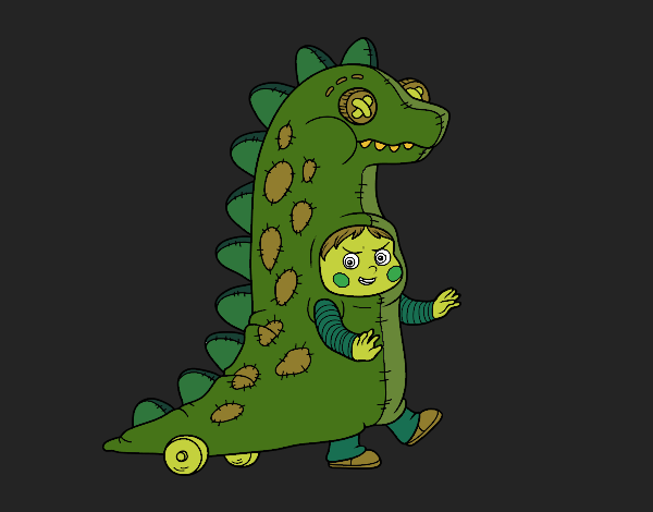 Coloring page Child dressed as a dinosaur painted byJayney