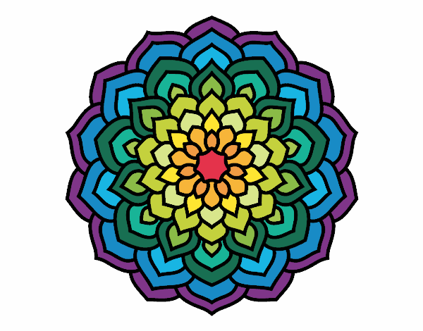 Coloring page Mandala flower petals painted byTroy