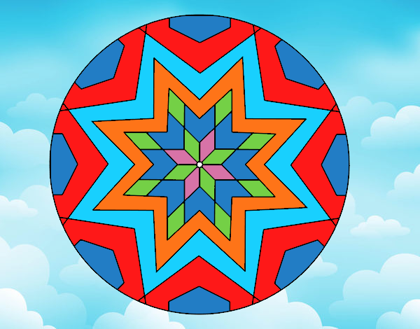 Coloring page Mandala star mosaic painted byALAN