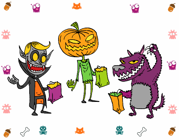 Coloring page Monsters Trick-or-treating painted byjojo1pa