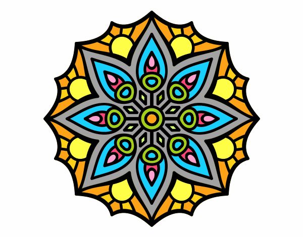 Coloring page Mandala simple symmetry  painted byMikayla99