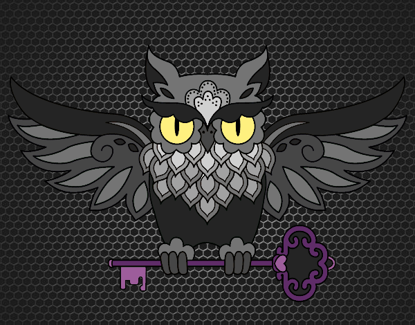 Owl with key tattoo